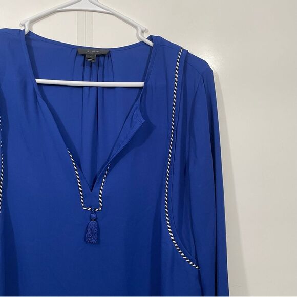 J. Crew Cobalt Blue Lightweight Split Neck Blouse - Picture 3 of 5